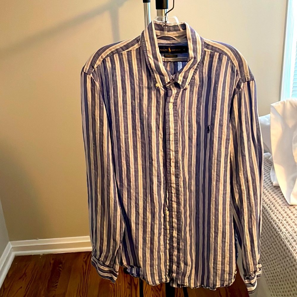 Ralph Lauren - XL - Ocean Wash Linen - Blue and White